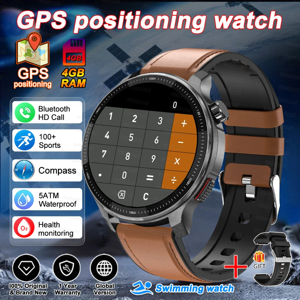 Fashion Smart Watch Men 4GB Memory Local MusicVideo Player AMOLED Always show Sport Watch Waterproof GPS Offline Maps Smartwatch